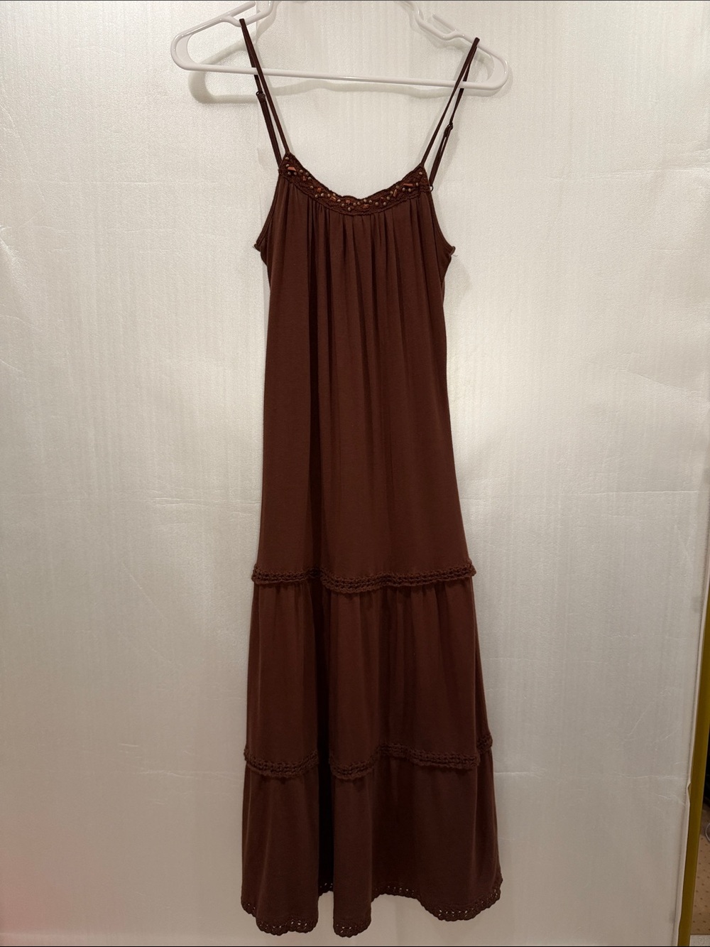 Sweetees Brown Tiered Maxi Dress with Spaghetti Straps